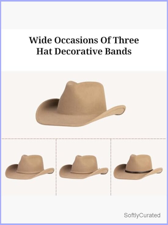 100% Wool Cowboy Hat Water Resistant Wide Brim Shapeable Western Rancher Hat main image 5
